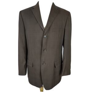 Evan Picone Men’s Brown Check 2 Piece Suit * 42L Jacket 36L Pant *